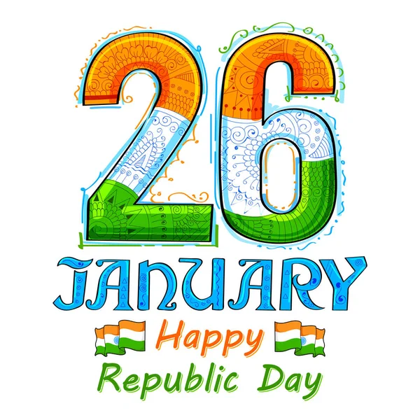 Цветочный трёхцветный фон для 26 января Happy Republic Day of India — стоковый вектор