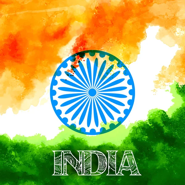 Astratto tricolore bandiera indiana acquerello sfondo — Vettoriale Stock