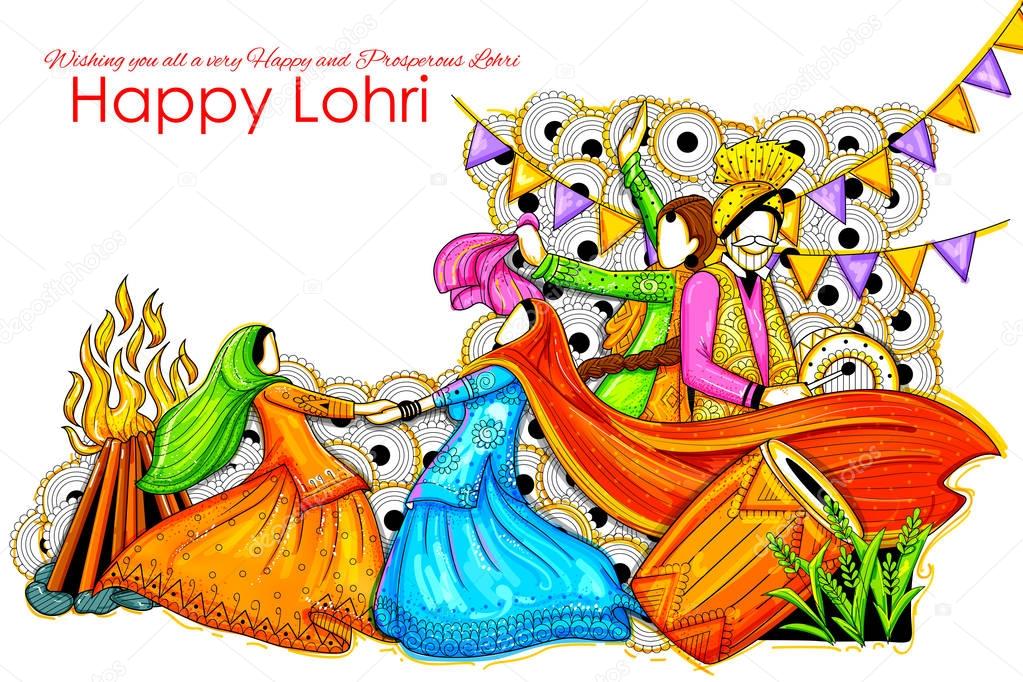 Happy Lohri background for Punjabi festival