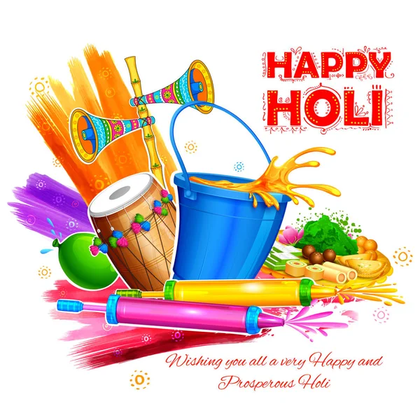Happy Holi fond pour les salutations de célébration Festival des couleurs — Image vectorielle