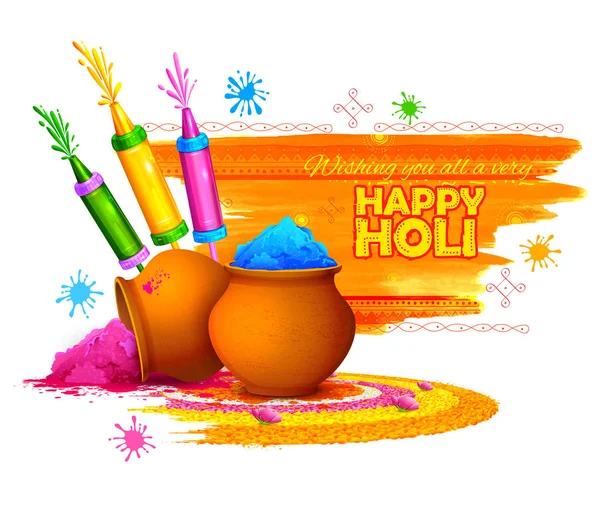 Happy Holi Background for Festival of Colors celebration greetings — Stock Vector