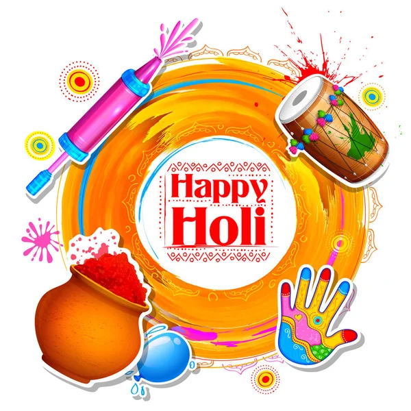Happy Holi Hintergrund für Festival of Colors Feierliche Grüße — Stockvektor