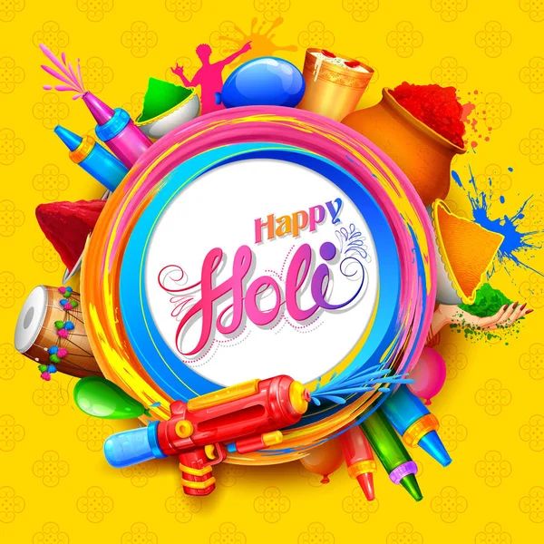 Feliz Holi Fondo para la celebración del Festival de los Colores saludos — Vector de stock