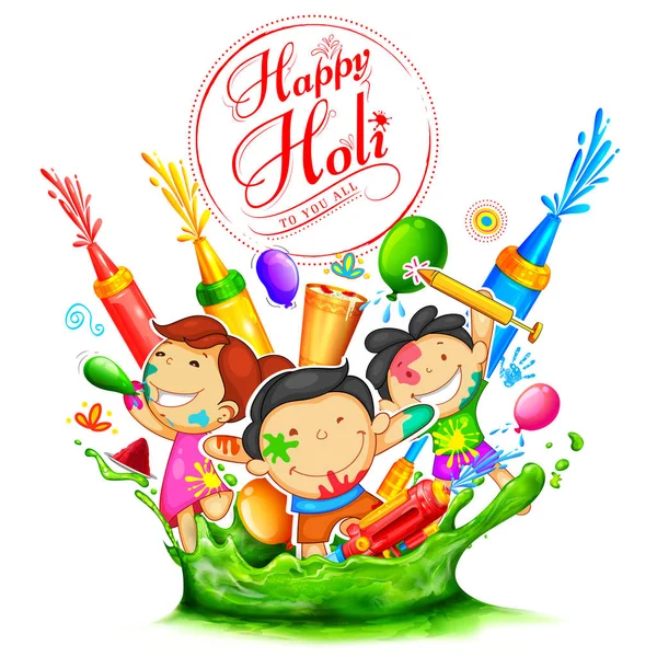 Boldog Holi háttér Fesztivál Színek ünneplés üdvözlet — Stock Vector