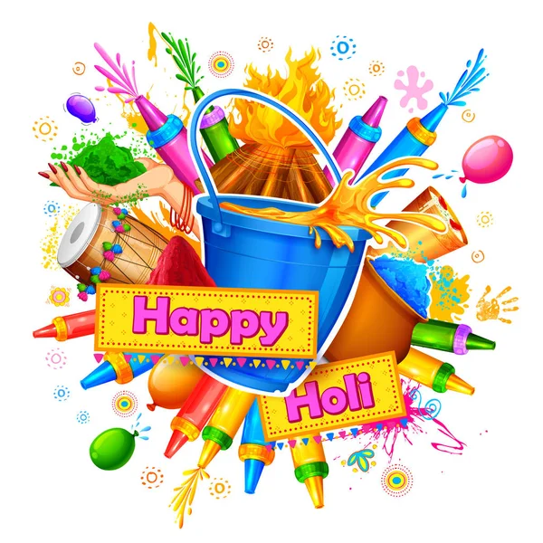 Happy Holi fond pour les salutations de célébration Festival des couleurs — Image vectorielle