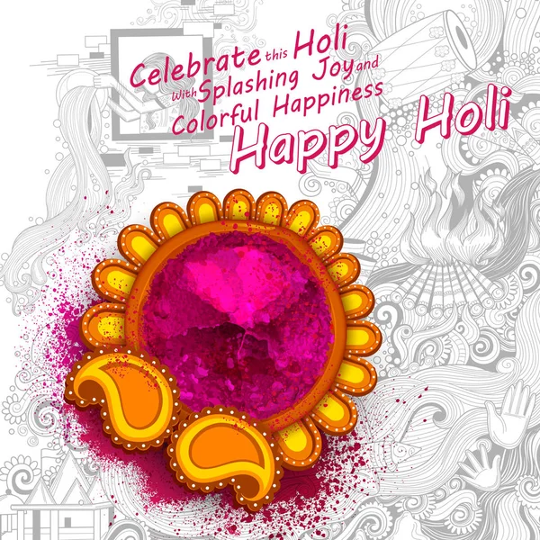 Happy Holi fond pour les salutations de célébration Festival des couleurs — Image vectorielle