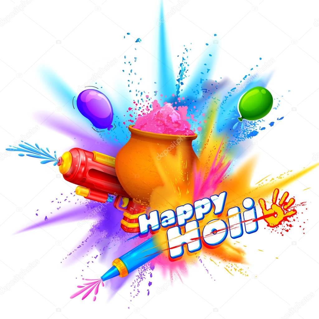 Powder color explosion for Happy Holi Background