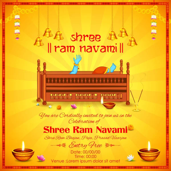 Señor Rama en Ram Navami fondo — Archivo Imágenes Vectoriales