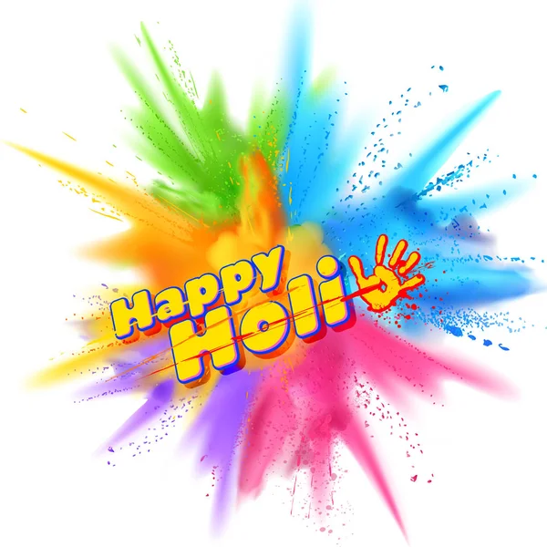 Explosión de color en polvo para Happy Holi Background — Vector de stock