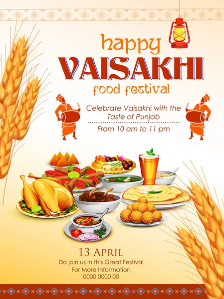 Happy Vaisakhi Punjabi festival célébration fond — Image vectorielle