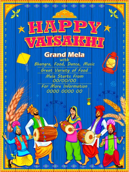 Mutlu Vaisakhi Pencap dili Festivali kutlama arka plan — Stok Vektör