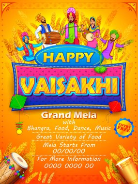 Mutlu Vaisakhi Pencap dili Festivali kutlama arka plan