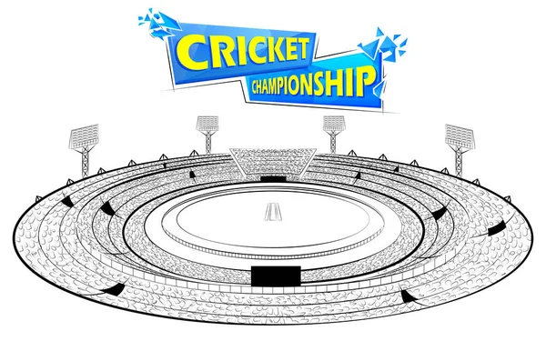 Kriket Stadyumu champoinship için adım ile maç — Stok Vektör