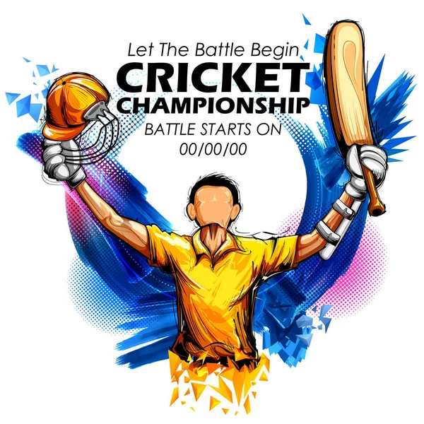 Batsman playing cricket championship sports — Stock Vector