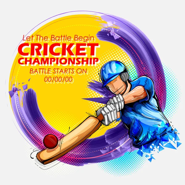 Batsman jugando deportes campeonato de cricket — Vector de stock