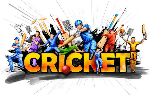 Batsman et bowler jouant au championnat de cricket — Image vectorielle