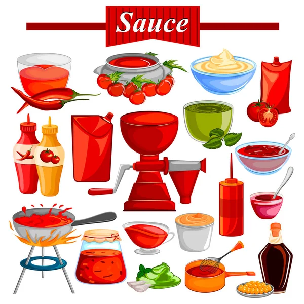 Ingrediente de alimentos e especiarias para chili e tomate Ketchup ou molho — Vetor de Stock