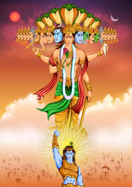Herren Krishana visar Vishvarupa Darshan — Stock vektor