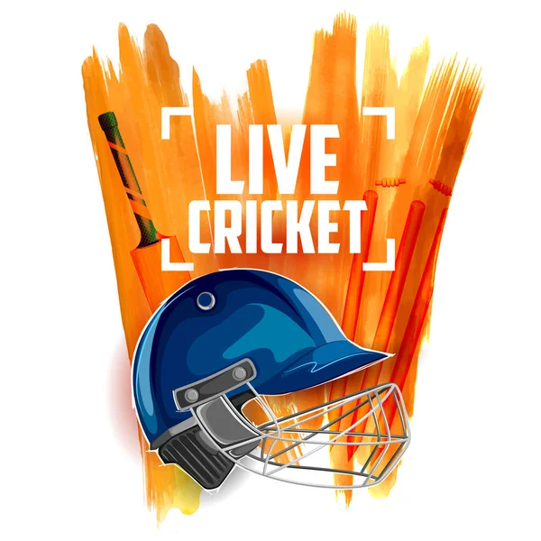 Giocatore casco su sfondo cricket sport — Vettoriale Stock