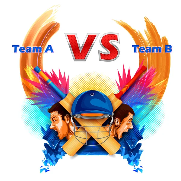 Jogadores de críquete do campeonato de críquete e VS versus — Vetor de Stock