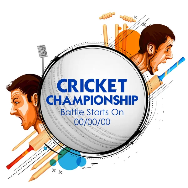 Joueurs de cricket du championnat de cricket et VS contre — Image vectorielle