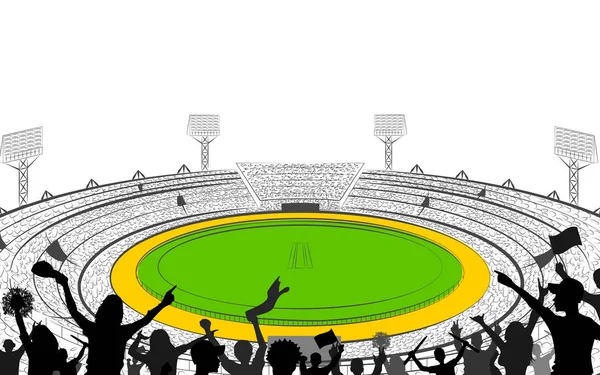 Estadio de Cricket con lanzamiento para el partido de campeonato — Archivo Imágenes Vectoriales