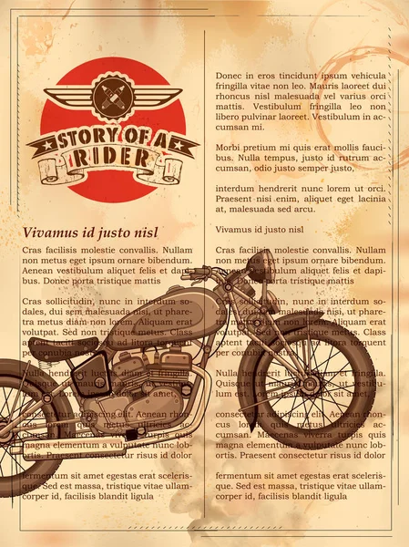 Vintage motorfiets op retro achtergrond — Stockvector