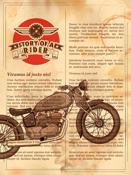 Moto vintage sur fond rétro — Image vectorielle