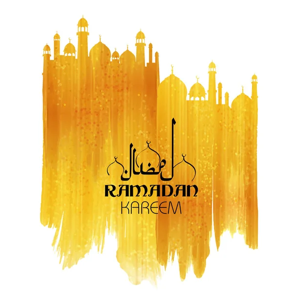 Ramadan Ramadan γενναιόδωρη Kareem χαιρετισμούς στα Αραβικά ελεύθερο με Τζαμί — Διανυσματικό Αρχείο