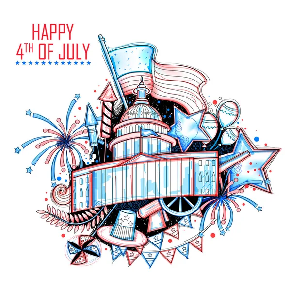 4 juli Independence Day of America achtergrond — Stockvector