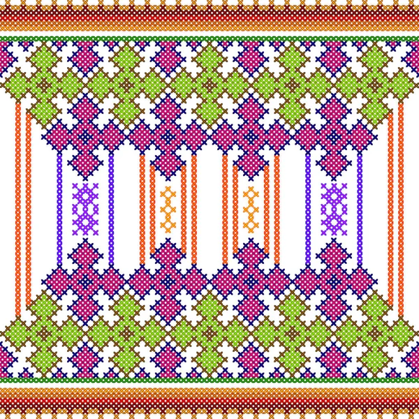 Cross Stitch Bordado design floral para textura sem costura padrão — Vetor de Stock