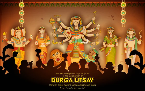 Bogini Durga w tle Subho Bijoya szczęśliwy Dasera — Wektor stockowy