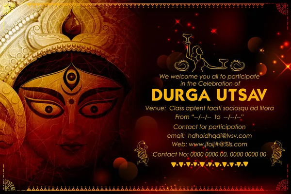 Dea Durga in Subho Bijoya sfondo felice Dussehra — Vettoriale Stock