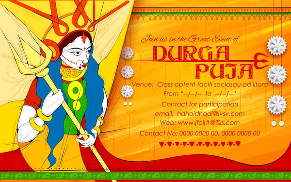 Dea Durga in Subho Bijoya sfondo felice Dussehra — Vettoriale Stock