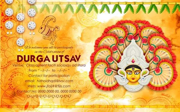Godin Durga in Subho Bijoya gelukkig Dussehra achtergrond — Stockvector