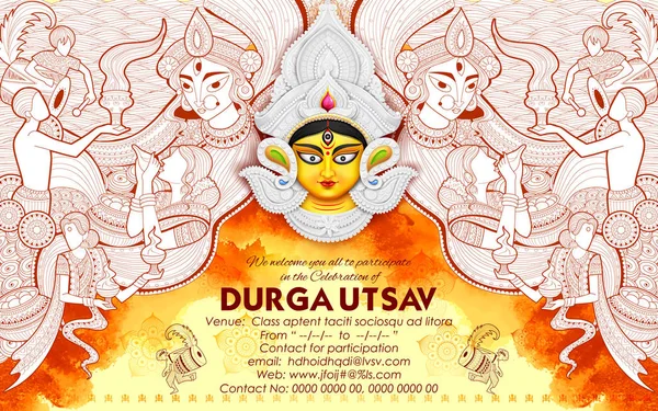 Diosa Durga en Subho Bijoya Fondo feliz Dussehra — Archivo Imágenes Vectoriales