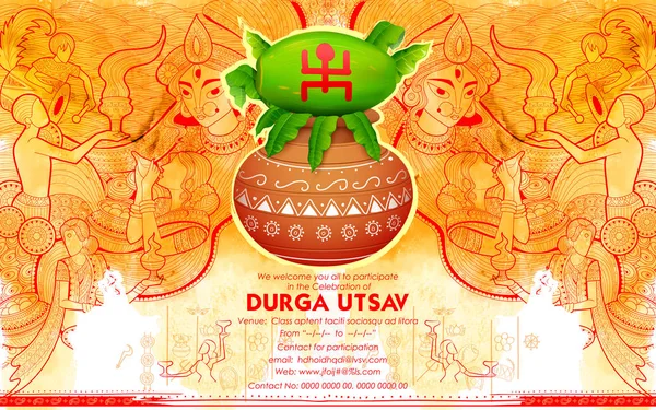 Dea Durga in Subho Bijoya sfondo felice Dussehra — Vettoriale Stock