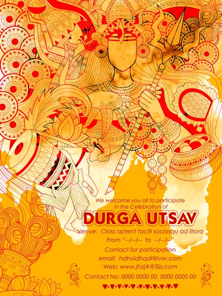 Déesse Durga à Subho Bijoya Happy Dussehra fond — Image vectorielle