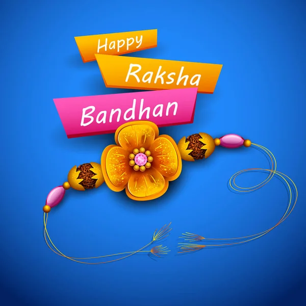 Cartão de saudação com Rakhi decorativo para fundo Raksha Bandhan — Vetor de Stock