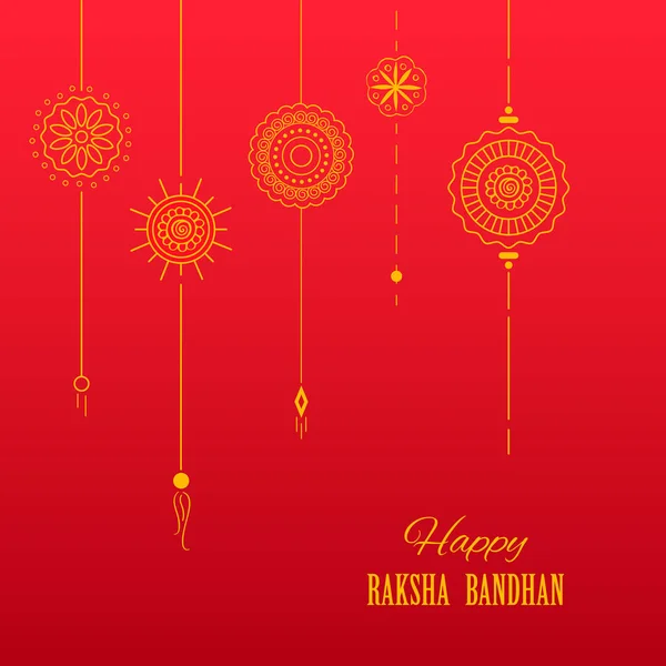 Tarjeta de felicitación con Rakhi decorativo para fondo Raksha Bandhan — Archivo Imágenes Vectoriales