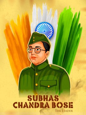 Ulus kahraman ve özgürlük savaşçısı Bhagat Singh Bağımsızlık günü için üç renkli Hindistan arka plan