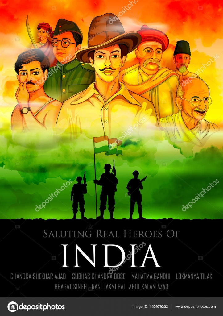 Tricolor India background with Nation Hero and Freedom Fighter for ...