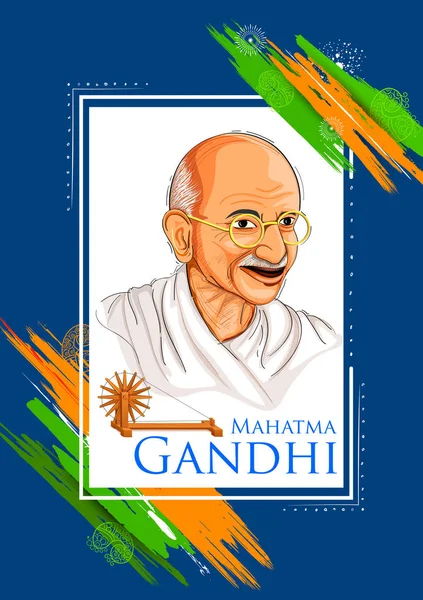 Ulus kahraman ve özgürlük savaşçısı Mahatma Gandi Bağımsızlık günü veya Gandhi Jayanti için üç renkli Hindistan arka plan