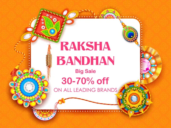Prodej a propagace banner plakát s dekorativní Rakhi Raksha Bandhan, indický festival bratra a sestry, lepení oslava — Stockový vektor