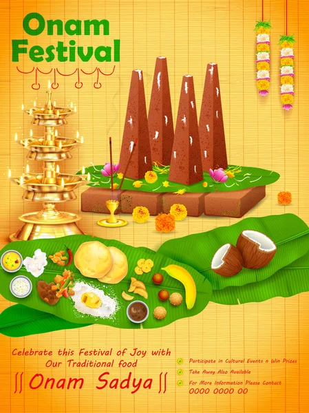 Decorado onathappan para el festival Happy Onam del sur de la India Kerala — Archivo Imágenes Vectoriales