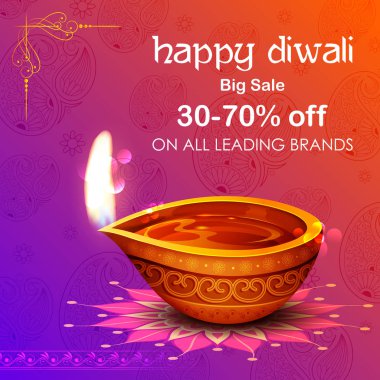 Hindistan'ın ışık Festivali için mutlu Diwali Holiday arka plan üzerinde diya yanan