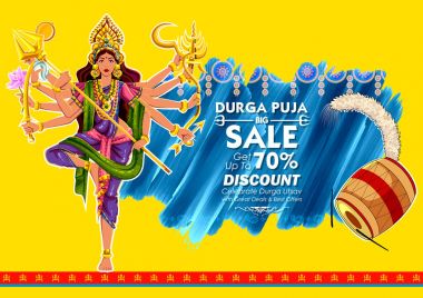 Tanrıça Durga Subho Bijoya mutlu Dussehra arka planda