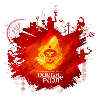 Tanrıça Durga Subho Bijoya mutlu Dussehra arka planda