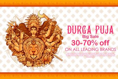 Goddess Durga in Subho Bijoya Happy Dussehra background clipart