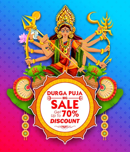 Deusa Durga em Subho Bijoya feliz Dussehra fundo —  Vetores de Stock